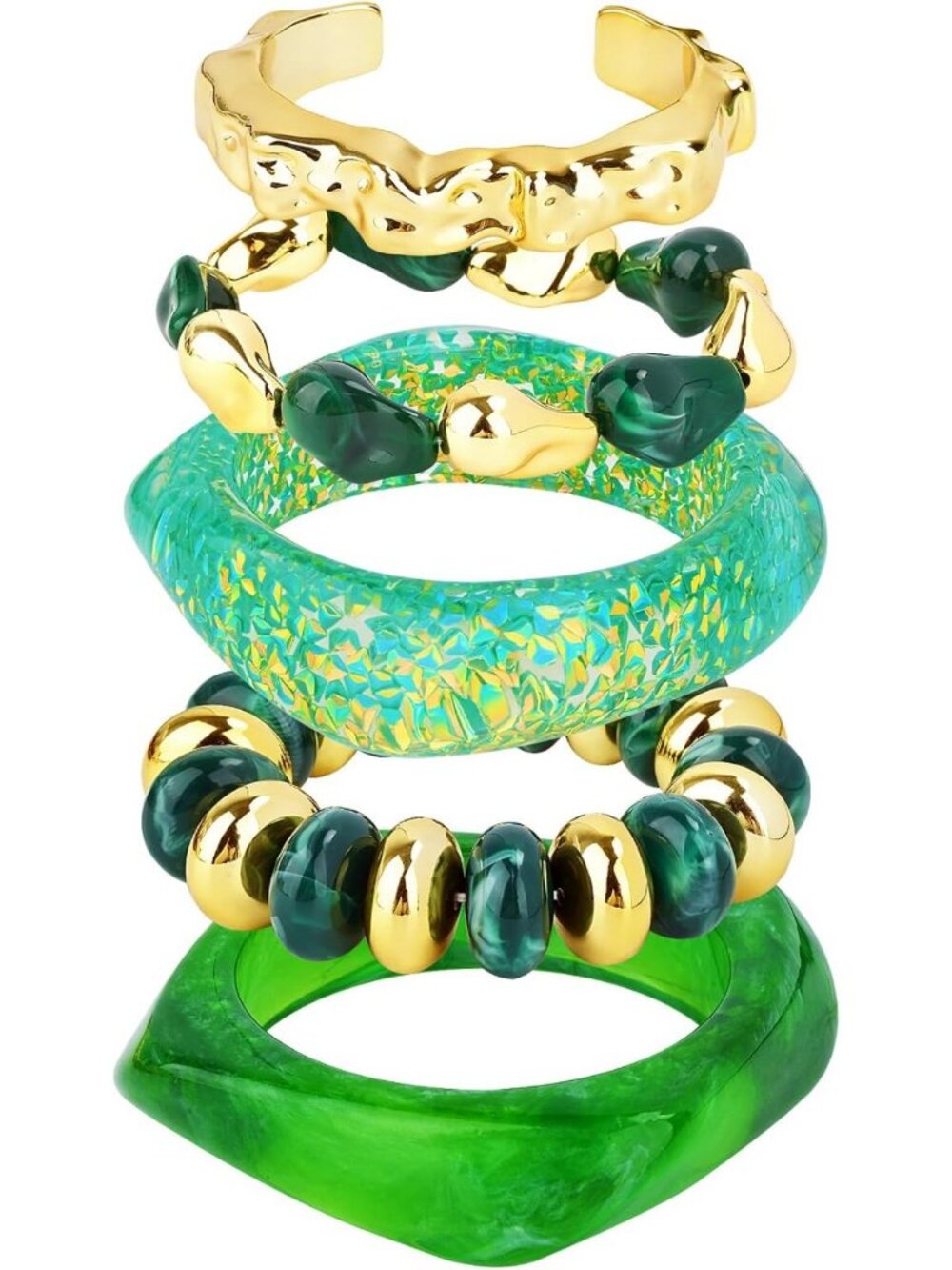 Chunky Acrylic Resin Bangle Bracelets for Women | Boho Stackable Geometric